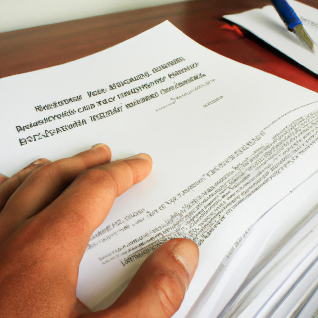 Person reading grant application documents